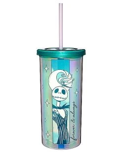 Promo ???? Iridescent Jack and Sally Cup with Straw 20 oz. - The Nightmare Before ???? Christmas ⌛