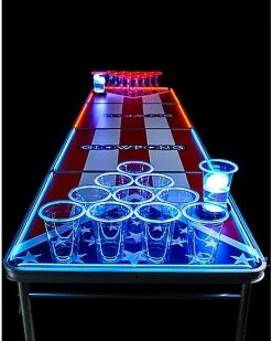 New ???? Glowing Americana Beer Pong Table - 8 Ft ????