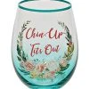 Best Sale ???? Floral Chin Up Tits Out Stemless Wine Glass - 20 oz. ❤️