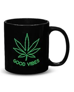 Budget ⭐ Good Vibes Weed Leaf Black Light Coffee Mug - 20 oz. ????