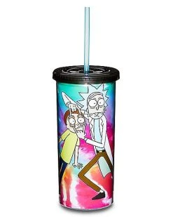 Budget ???? Tie Dye Rick and Morty Cup with Straw - 20 oz,. ????