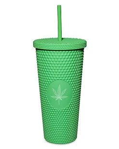 Flash Sale ???? Green Weed Leaf Textured Cup with Straw - 24 oz. ????