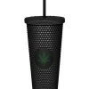Cheapest ???? Black Weed Leaf Textured Cup with Straw - 24 oz. ❤️