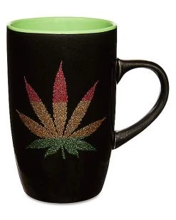 Cheap ✔️ Glitter Weed Leaf Coffee Mug - 18 oz. ????