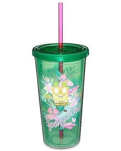 Best Sale ⌛ Floral SpongeBob SquarePants Cup with Straw - 20 oz. ✔️
